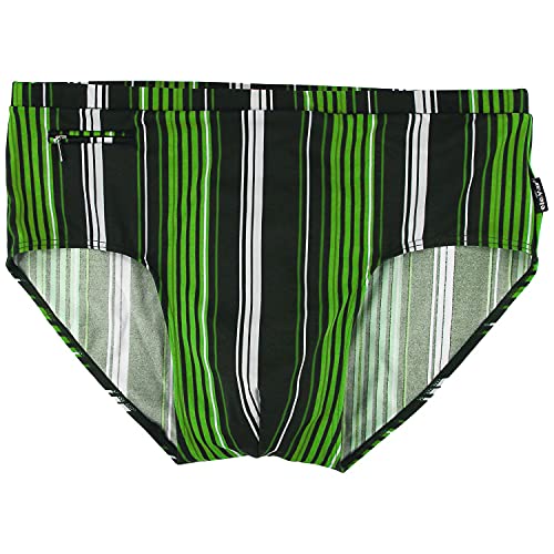 eleMar Gestreifte Badeslip Bademode Slip in schwarz-grün-weiß für Männer in großen Größen bis 10XL, Größe:4XL von eleMar