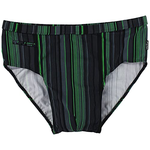 eleMar gestreifte Badeslip Bademode Slip in schwarz-grau-grün für Männer in großen Größen bis 10XL Mehrfarbig, Größe:6XL von eleMar
