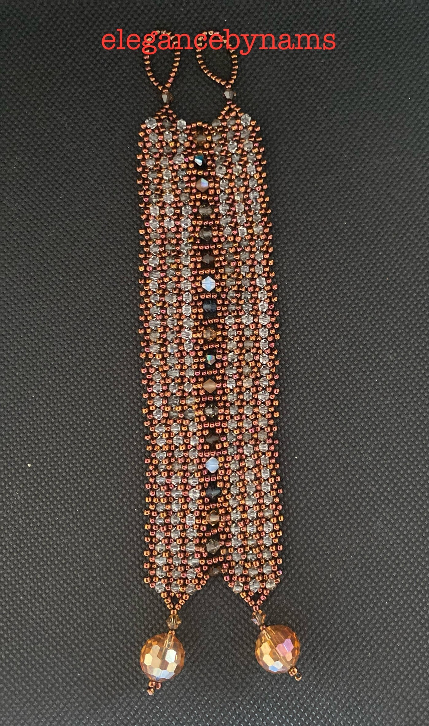 Handgewebtes Perlenarmband Bronze Doppelkegel-Schmuck von elegancebynams