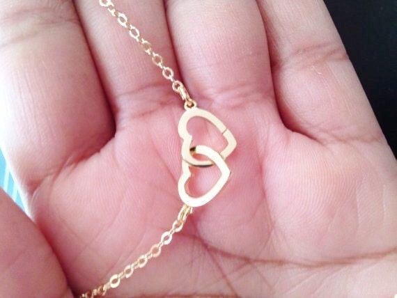Doppel-Herz Gold Unendlichkeit Halskette, Mutter Tochter Liebe Herz Anhänger Anhänger, Muttertagsgeschenk Für Mama Doppel-Herz Gold Unendlichkeit Halskette, Mutter Tochter Liebe Herz Anhänger Anhänger, Muttertagsgeschenk Für Mama von elegantjewelry12