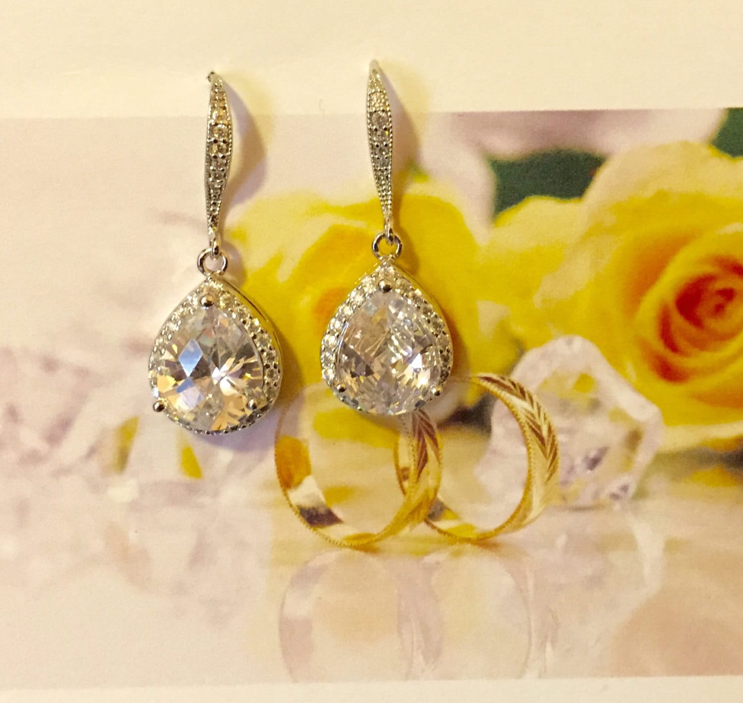 Klare Kristall Silber Ohrringe, Baumseider Braut Cz Hochzeit Hochzeitsgeschenk, Brautjungfer Brautgeschenk von elegantjewelry12