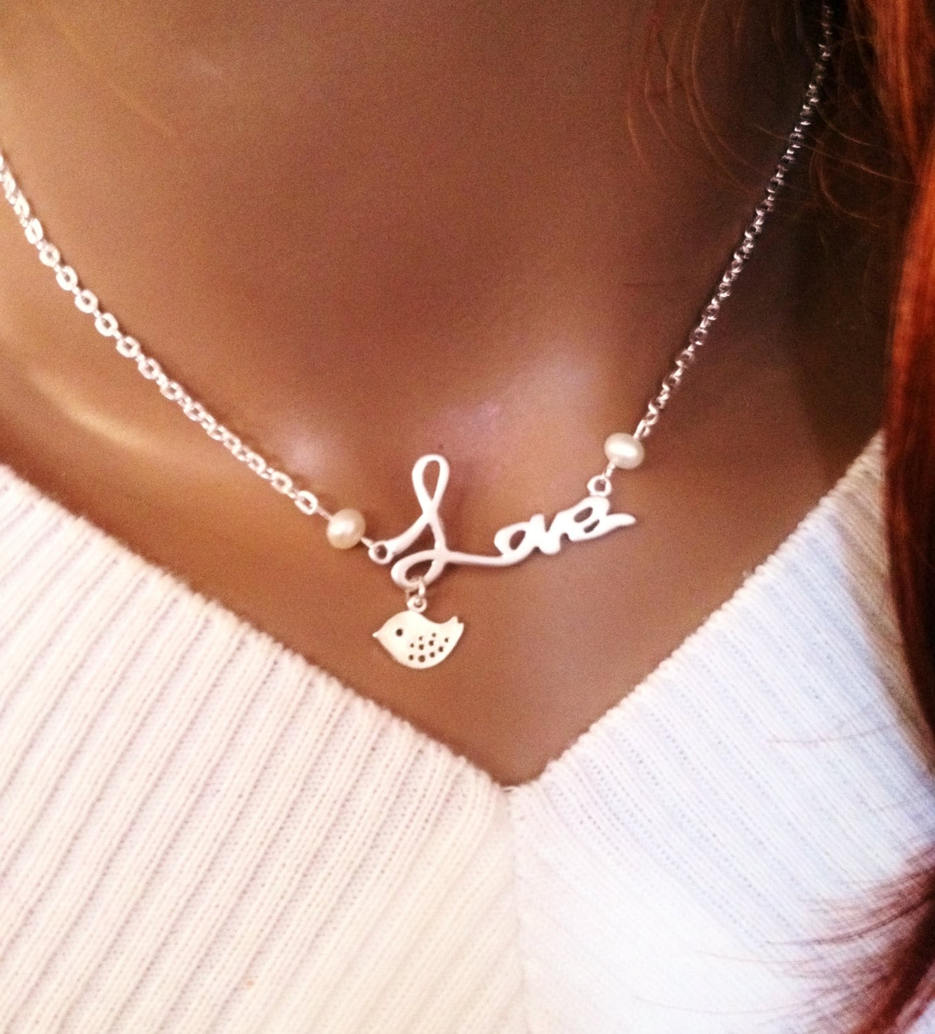 Liebe Skript Halskette, Vogel Silber Charm Weihnachtsgeschenk, Mama, Um Geschenk Zu Sein Liebe Skript Halskette, Vogel Silber Charm Weihnachtsgeschenk, Mama, Um Geschenk Zu Sein von elegantjewelry12