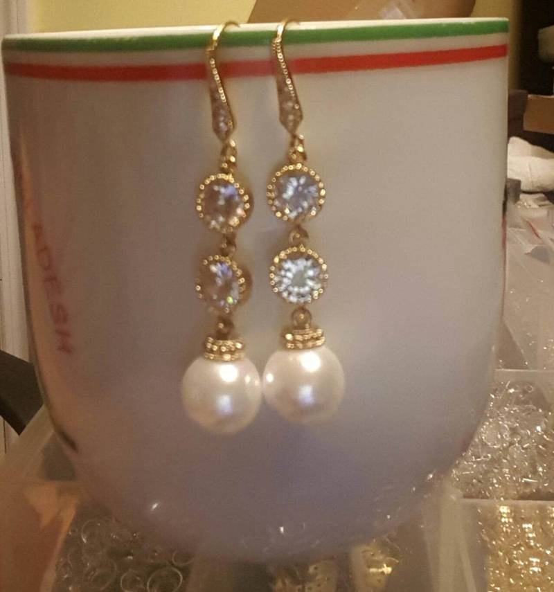 Perle Baumeln Tropfen Gold Kristall Ohrringe Für Braut Tragen Oder Brautjungfer Geschenke, Geburtstagsgeschenk Schwester Freund Frau Beste Freundin Perle Baumeln Tropfen Gold Kristall Ohrringe Für Braut Tragen Oder Brautjungfer Geschenke, Geburtstagsgeschenk Schwester Freund Frau Beste Freundin von elegantjewelry12