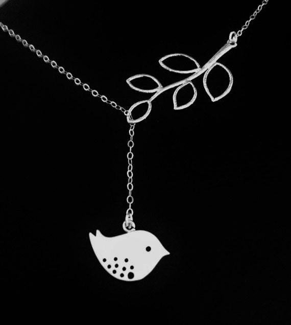 Sterling Silber Kette, Detaillierte Vogel Und Zweig Halskette in Sterling Silber, Halskette, Baum von elegantjewelry12