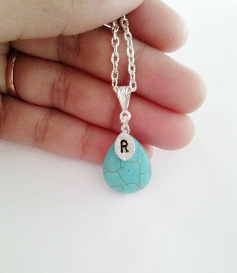 Türkis Halskette, Personalisierte Blatt Und Brautjungfer Geschenk, Silberschmuck, Geburtsstein Türkis Halskette, Personalisierte Blatt Und Brautjungfer Geschenk, Silberschmuck, Geburtsstein von elegantjewelry12