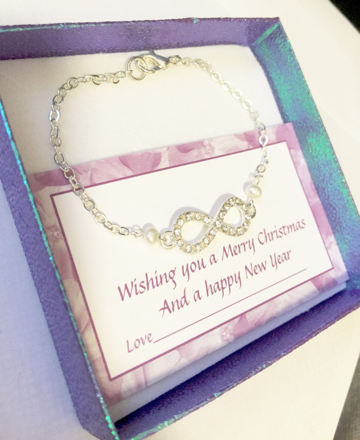 Unendlichkeit Armband, Silber Strass Perle Beste Freundin Geschenk, Danksagung Wertschätzung Unendlichkeit Armband, Silber Strass Perle Beste Freundin Geschenk, Danksagung Wertschätzung von elegantjewelry12