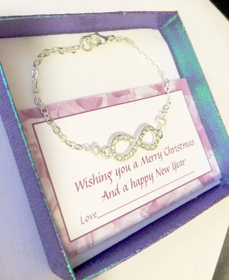 Unendlichkeit Armband, Silber Strass Perle Beste Freundin Geschenk, Danksagung Wertschätzung von elegantjewelry12