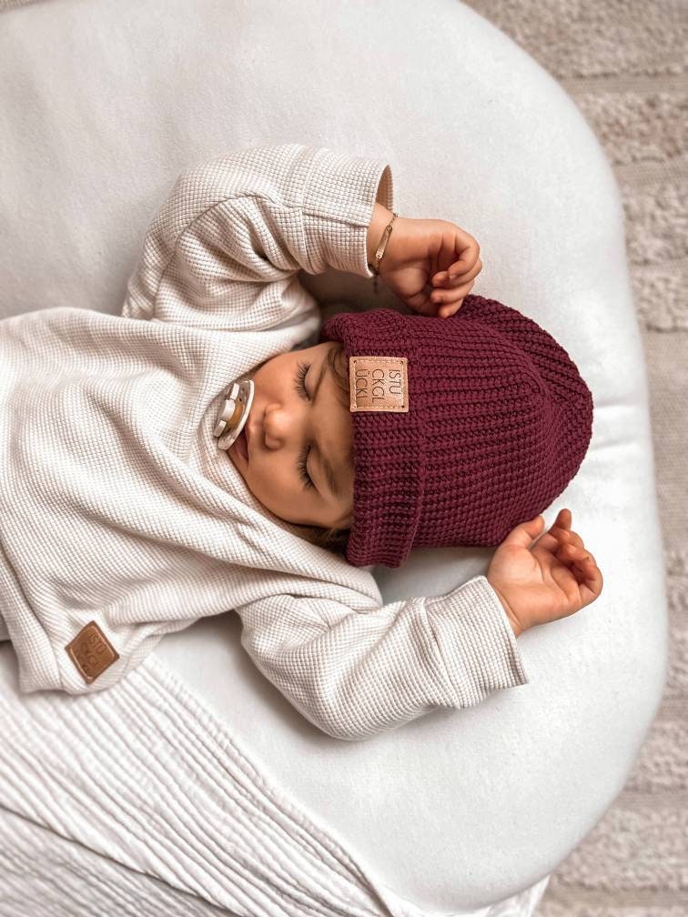Beanie Aus Grobstrick Mit Oder Ohne Umschlag Für Babys & Kinder | 36 - 50 cm Mütze Unisex Verschiedene Farben von eleokidswear