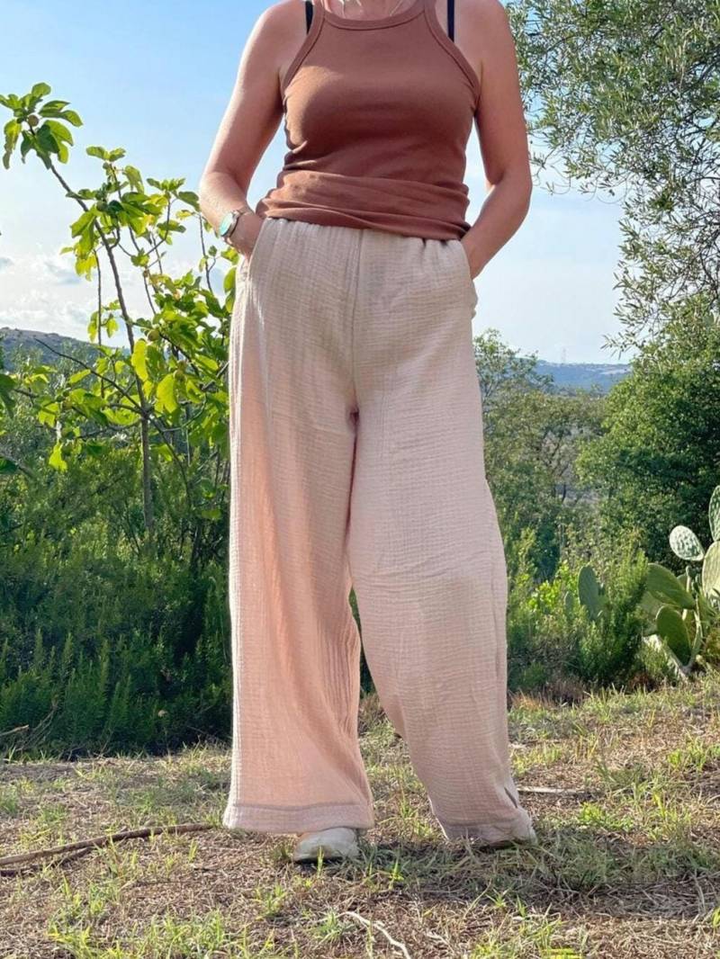 Mom Palazzohose Aus Musselin 100% Baumwolle | Handmade Damenhose von eleokidswear