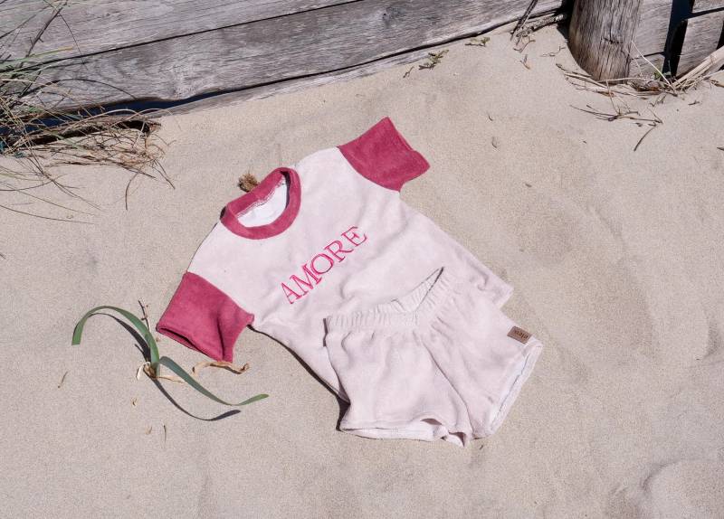 Set Amore Basic Shirt Two-Tone & Shorts Aus Frottee Für Babys Und Kinder in Den Gr. 56 Bis 134/Handmade von eleokidswear