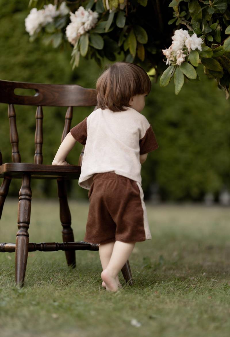 Set Basic Shirt Two-Tone & Long Shorts Aus Frottee Für Babys Und Kinder in Den Gr. 56 Bis 140/Handmade von eleokidswear