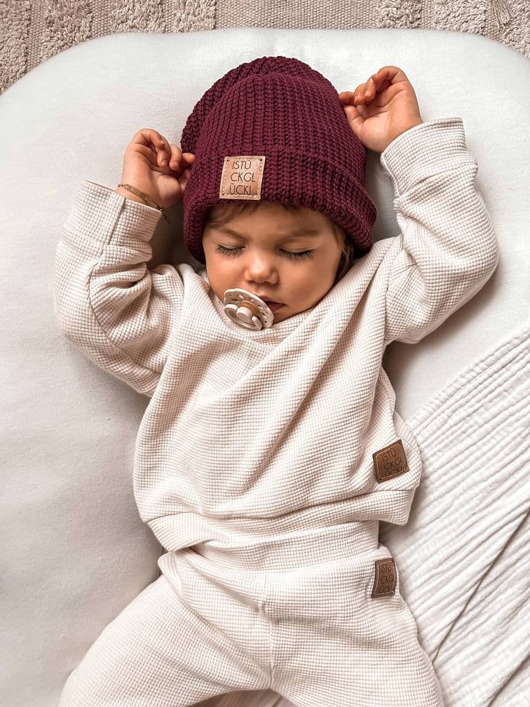 Waffle Knit Oversize-Pullover Für Babys Und Kinder | Gr. 56 Bis 164 Unisex Individuelle Anfertigung Handmade von eleokidswear