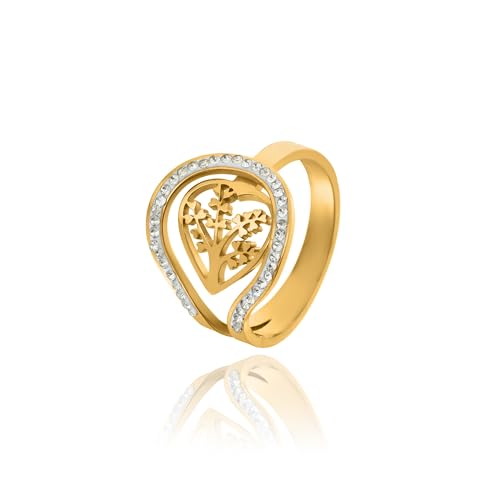 elerhythm Damen 18K vergoldet Cubic Zirkonia Baum des Lebens Ringe von elerhythm