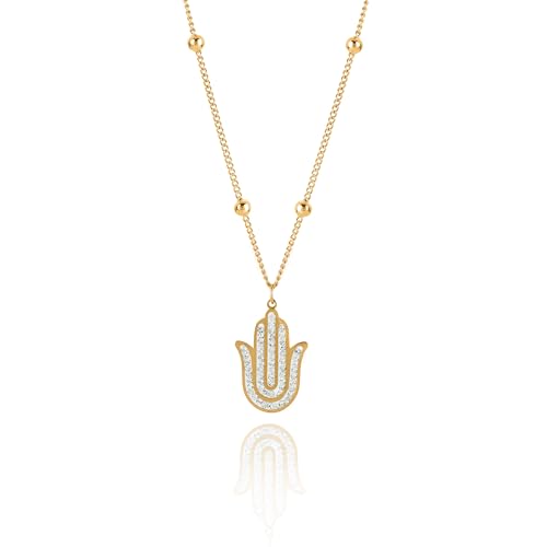 elerhythm Frauen 18K vergoldet Hamsa Hand Cubic Zirkonia funkelnde Halskette von elerhythm