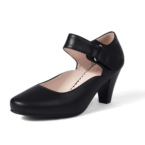 elerhythm Damen Mary Jane Vintage Heels Gatsby 1920er Jahre Pumps Closed Toe 1950er viktorianische Schuhe (Schwarz EU41) von elerhythm