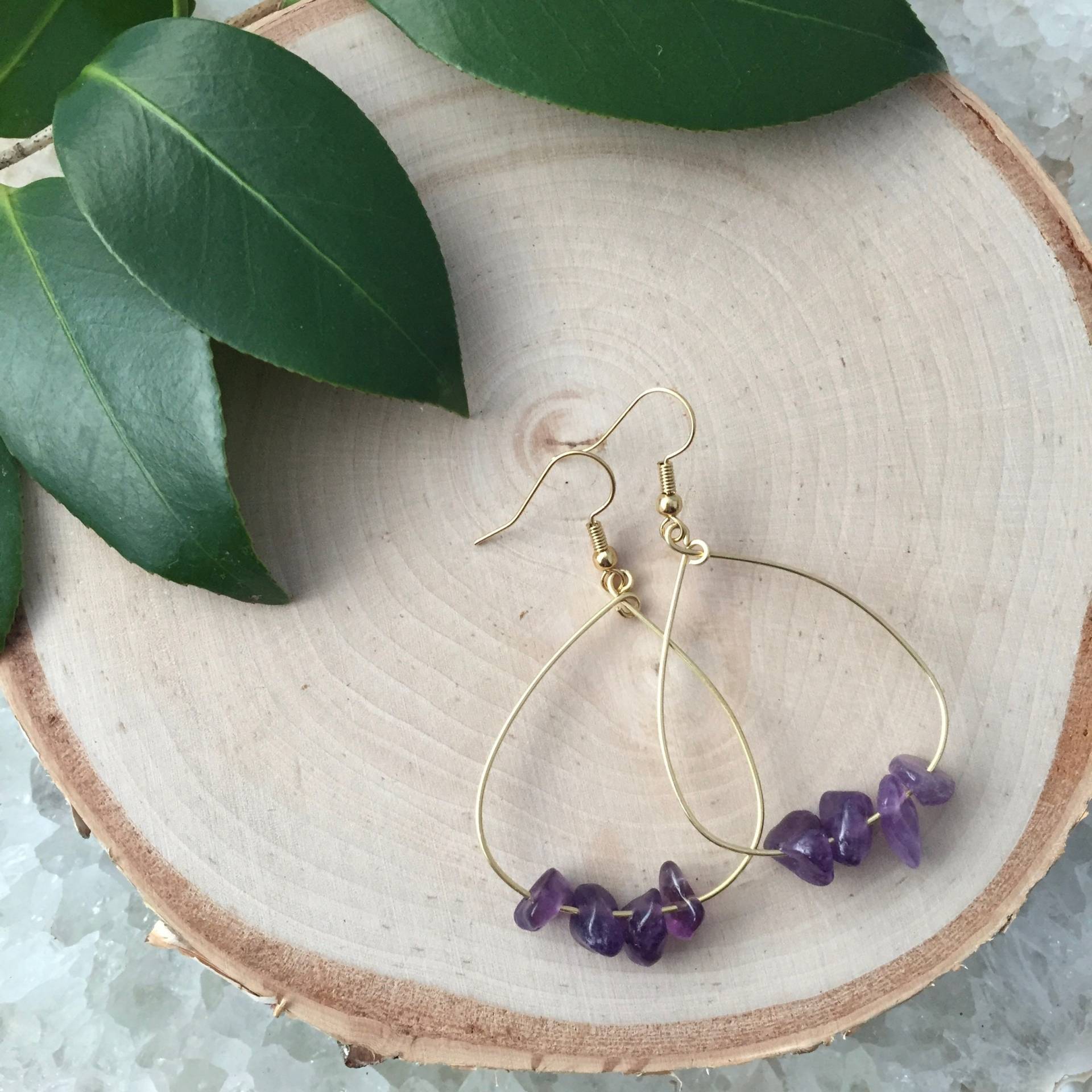 Amethyst Hoop Ohrringe - Creolen -Edelstein Geschenk Für Sie-Leichte -Mädchen von elevenandjane
