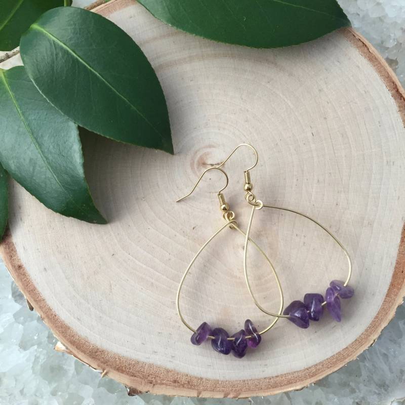 Amethyst Hoop Ohrringe - Creolen -Edelstein Geschenk Für Sie-Leichte -Mädchen von elevenandjane