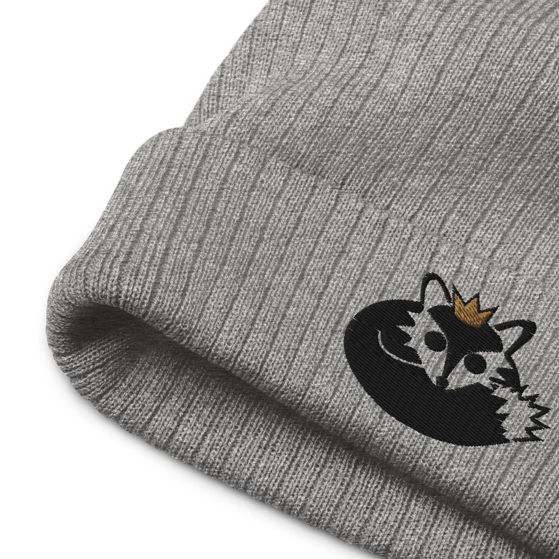 Fox Prince Recycling Mütze, Baby Fuchs Hut, Stickerei, Gerippte Graue Süße Mütze Frauen, Gestickte von eleventyfive