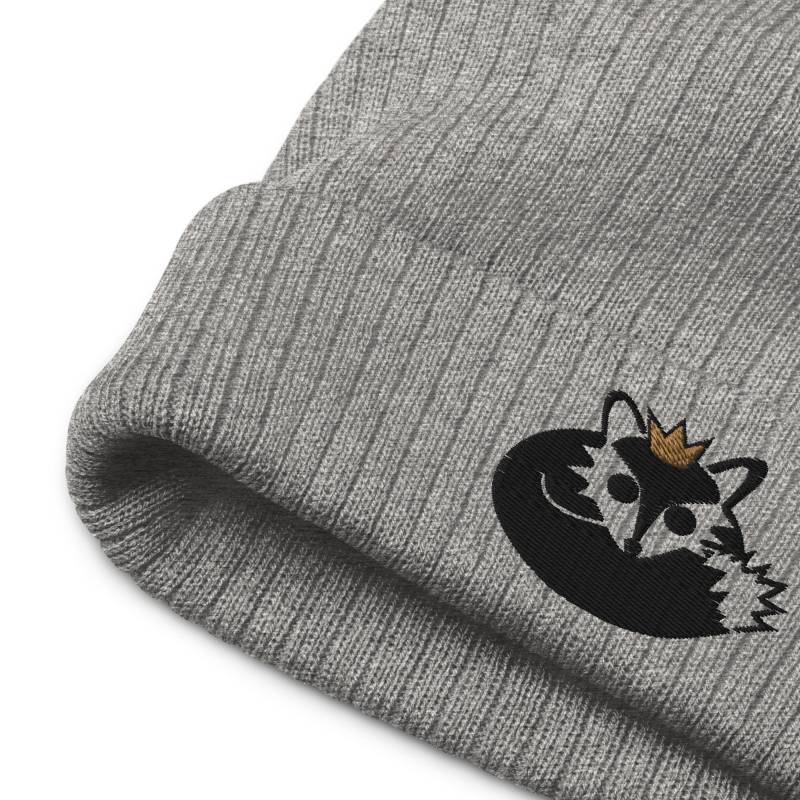 Fox Prince Recycling Mütze, Baby Fuchs Hut, Stickerei, Gerippte Graue Süße Mütze Frauen, Gestickte von eleventyfive