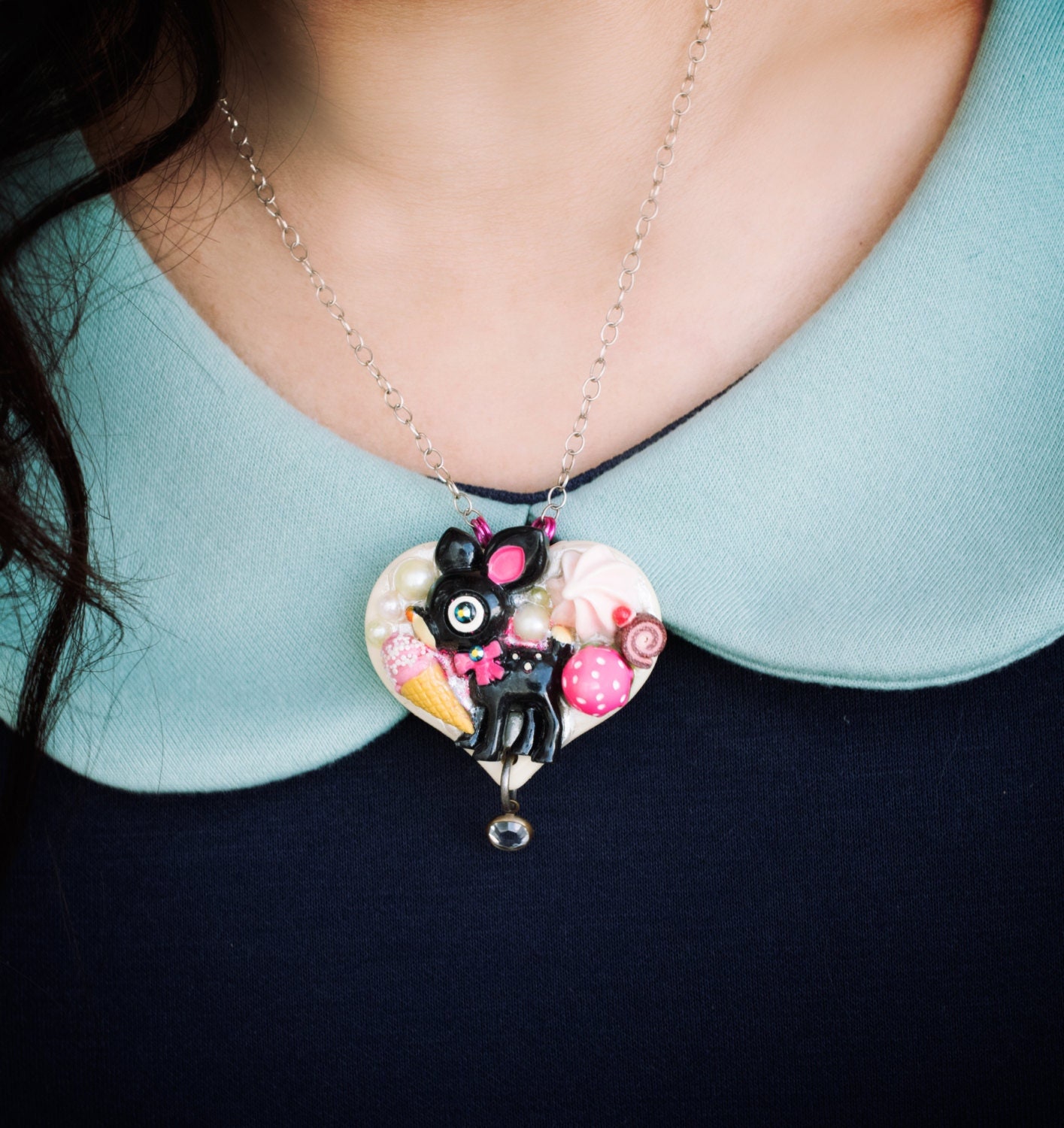Herz Anhänger - Rehkitz Kette Süßer Kawaii Reh Mit Sterling Herz Anhänger - Rehkitz Kette Süßer Kawaii Reh Mit Sterling von elfmadchen