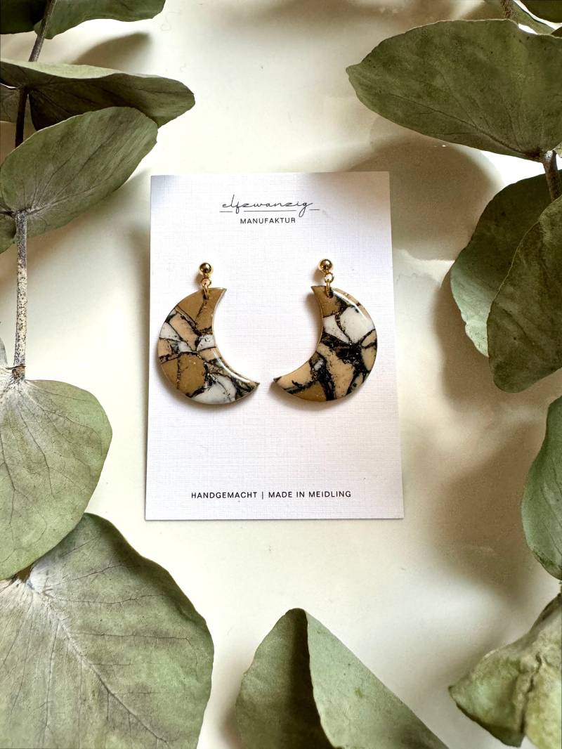 Marbled Moon #1 - Handgemachte Ohrringe von elfzwanzigManufaktur