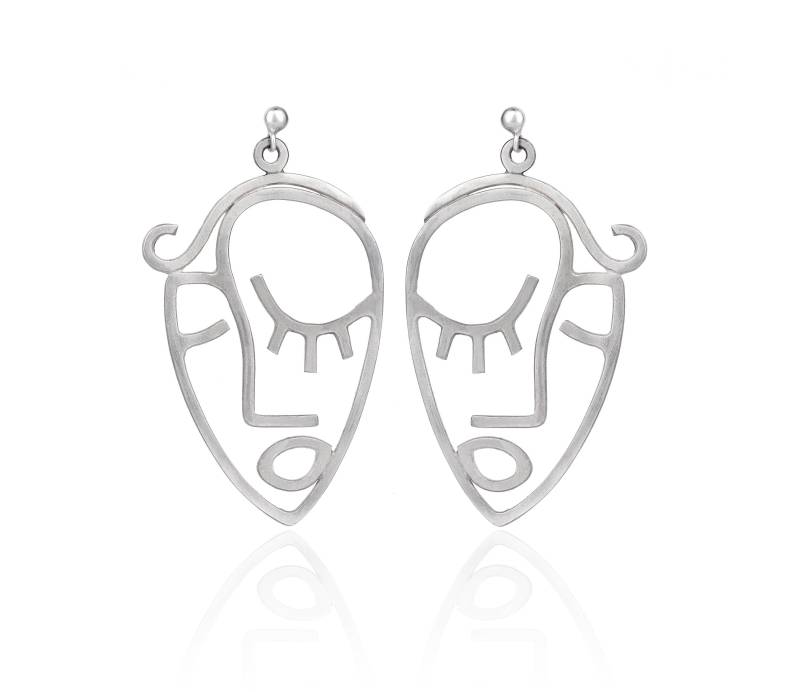 Abstraktes Gesicht Ohrringe, Sterling Silber Statement Schmuck Abstraktes Gesicht Ohrringe, Sterling Silber Statement Schmuck von elifus