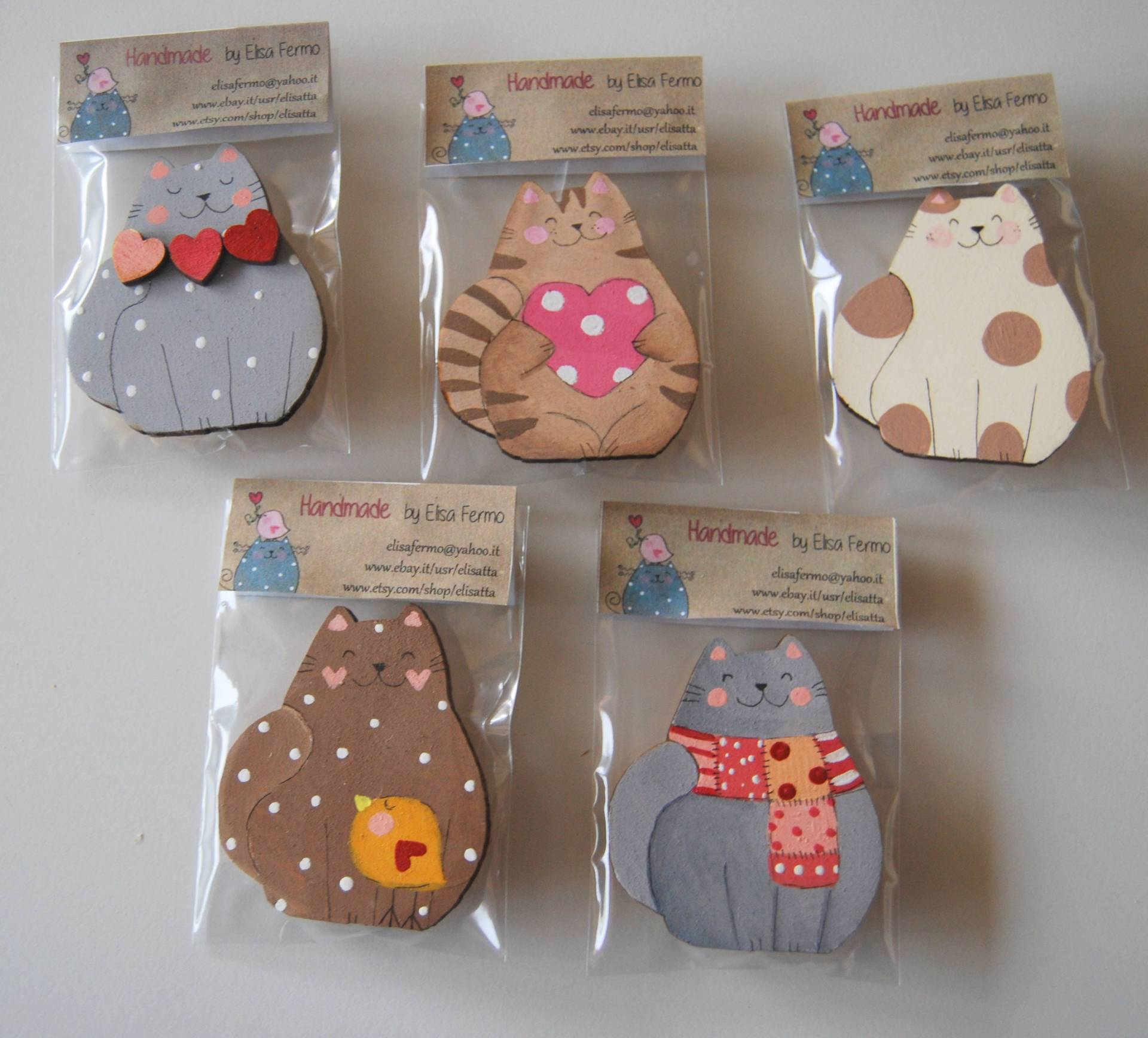 Handbemalte Katzenbrosche Aus Holz Handbemalte Katzenbrosche Aus Holz von elisatta