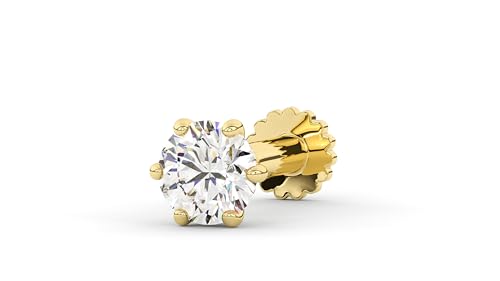 585 Gold Nasenstecker Stud mit Diamant für Nasen- und Lippenpiercing, Labret-Stift Körper-Schmuck Ohr Tragus Helix Piercing Schmuck Hypoallergen Frauen Männer 14 Karat 6 Zacken 3.25MM (0.15 CT) von elitebox