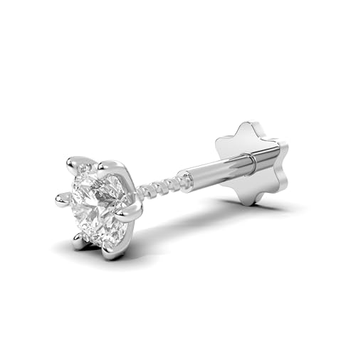 elitebox Nasenpiercing-Ring 18k vergoldet 925 Silber Diamant Labret-Stift-Ring Ohrring Tragus Helix Internally Gewindesystem Hypoallergen für Frauen D-Farbe VVS-Qualität 16G (0.25, carats) von elitebox