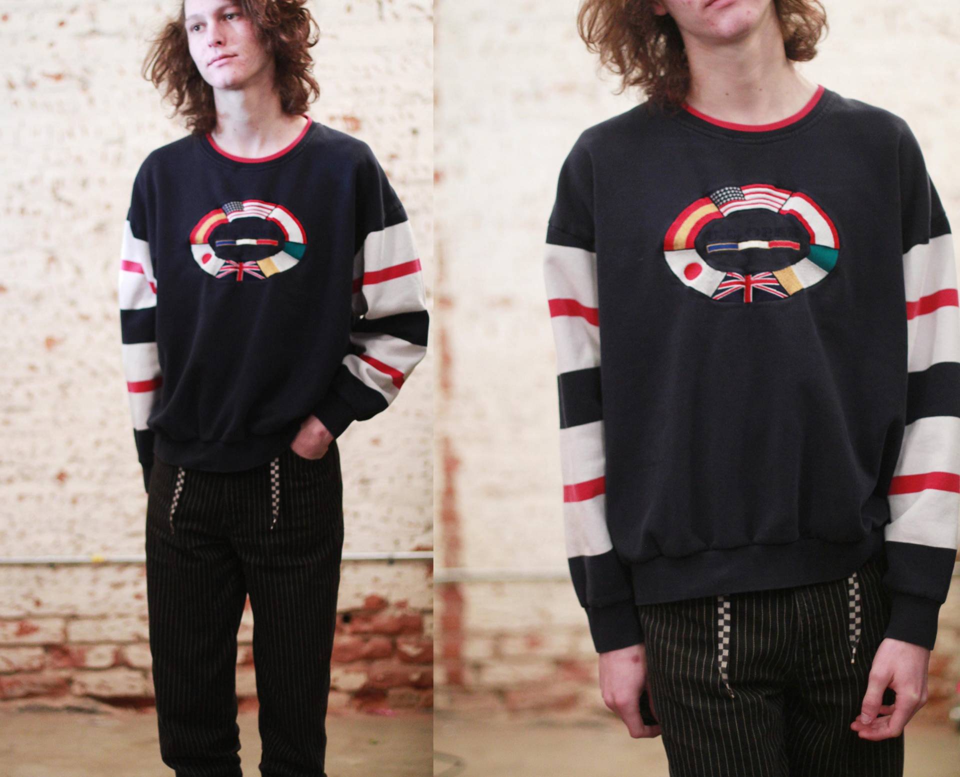 Vintage 90Er Jahre U.s. Open Golf Sweatshirt Gestickte Flaggen, Gestreifte Ärmel von elizamoonbeamvintage