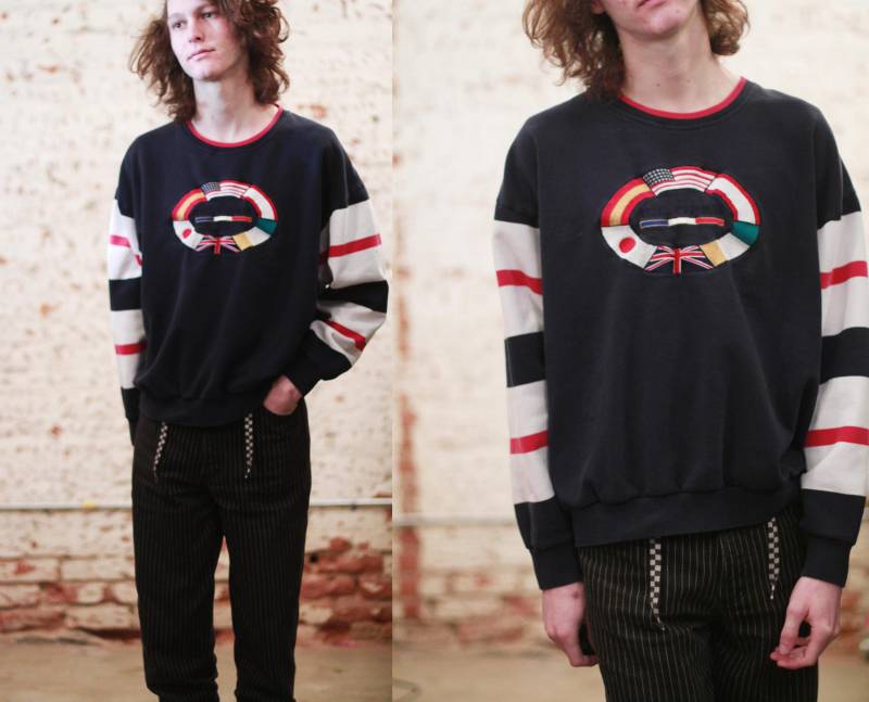 Vintage 90Er Jahre U.s. Open Golf Sweatshirt Gestickte Flaggen, Gestreifte Ärmel von elizamoonbeamvintage