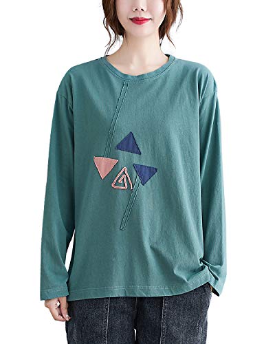 ellazhu Damen Frühling Casual Pullover Rundhalsausschnitt Langarm T-Shirt Top GA2207, Grün , X-Large Mehr von ellazhu