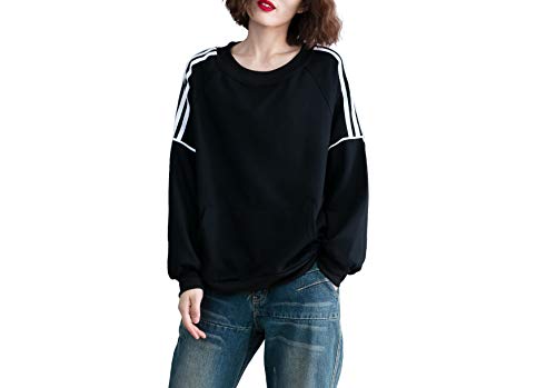 ellazhu Damen-Pullover, Langarm, Herbst, lässig, Sweatshirt, GA2113, Black, S/L von ellazhu