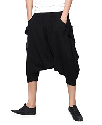 ellazhu Herren Casual Haremshosen Baggy Elastische Taille Jogginghose GYM25 L von ellazhu