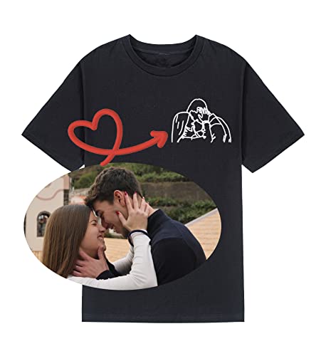 ellazhu Personalisiert Partner Pullover Geschenkdesign T-Shirt mit Foto Bedrucken Lassen Ausgefallen Vatertagsgeschenk Papa Freund Jahrestag Geschenk selber selbst gestalten Shirts Hoodie DZ02 von ellazhu