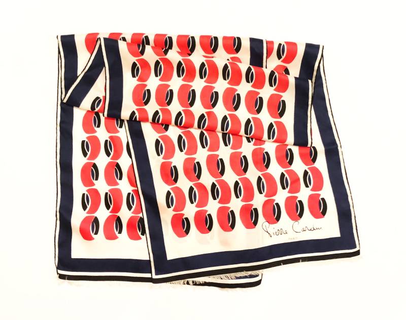Pierre Cardin Vibrierende Grafik Rot Weiß Blau Seidenschal Muffler Pierre Cardin Vibrierende Grafik Rot Weiß Blau Seidenschal Muffler von ellepresidente