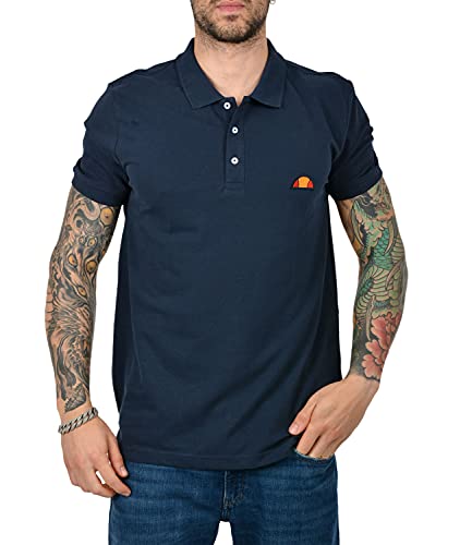 Ellesse Poloshirt für Herren, kurzärmelig, mit Logo bestickt, 100 % Baumwolle, Blau Large von Ellesse