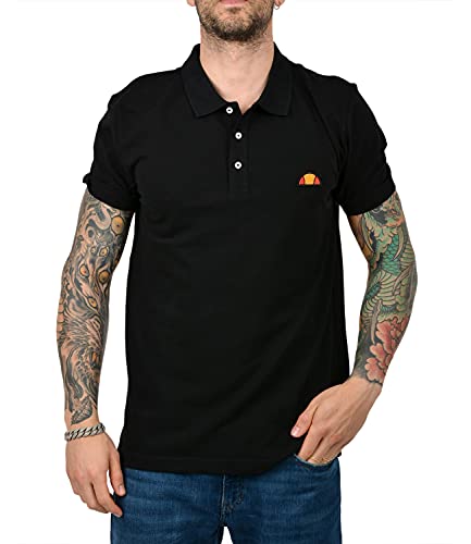 Ellesse Poloshirt für Herren, kurzärmelig, mit Logo bestickt, 100 % Baumwolle, Schwarz XXL von Ellesse