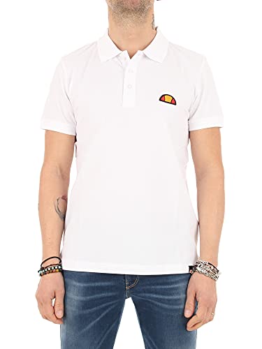 Ellesse Poloshirt für Herren, kurze Ärmel, Logo-Patch, Stickerei, 100 % Baumwolle, weiß, XXL von Ellesse