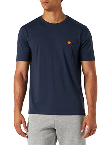 Ellesse T-Shirt Kurzarm Herren Rundhalsausschnitt Logo Patch Stickerei 100% Baumwolle, blau, Small von Ellesse