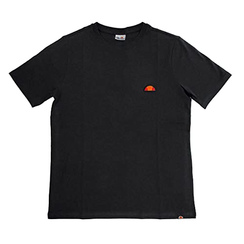 Ellesse Kurzarm-T-Shirt für Herren, Rundhalsausschnitt, Logo-Patch, Stickerei, 100 % Baumwolle, Schwarz , Large von Ellesse