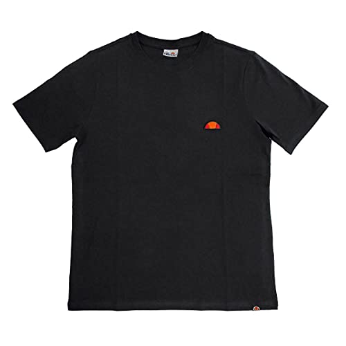 Ellesse T-Shirt Kurzarm Herren Rundhalsausschnitt Logo Patch Stickerei 100% Baumwolle, Schwarz , XL von Ellesse