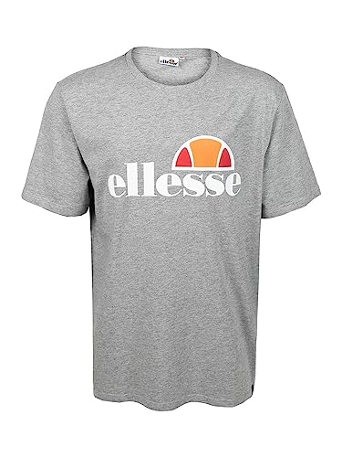 Ellesse T-Shirt für Herren, kurzärmelig, großes Logo aus 100 % Baumwolle., Logo, Grau Large von Ellesse