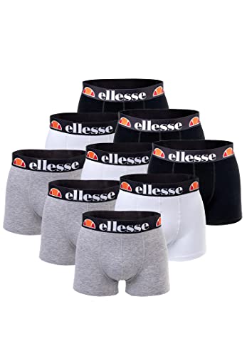 ellesse Boxershorts Fashion Boxer Herren Trunk Shorts Unterwäsche 9er Pack , Farbe:415 - White/Black/Grey, Bekleidungsgröße:S von Ellesse