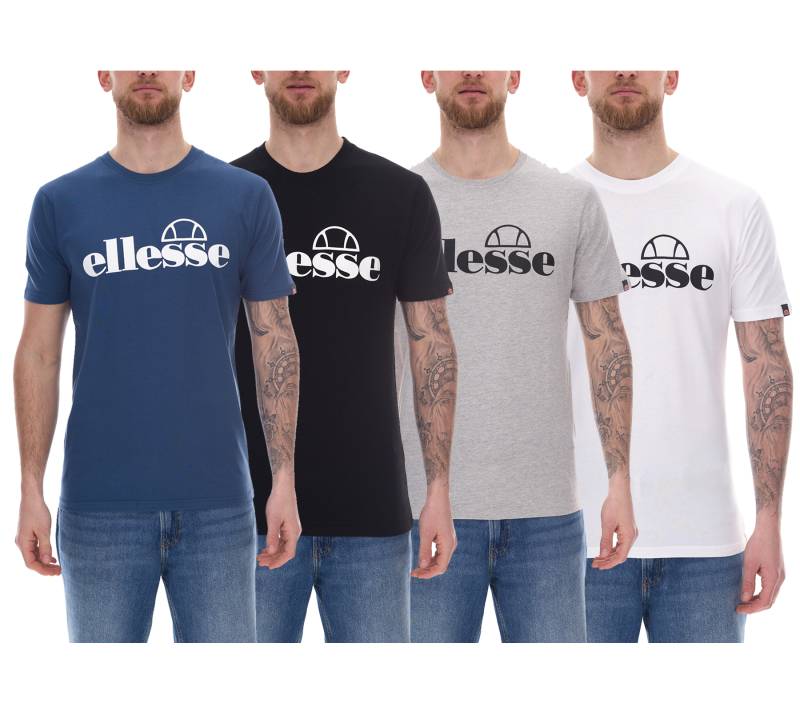 ellesse Fuenti T-Shirt Herren Baumwoll-Shirt mit Logo-Print Sport-Shirt SHP16469 in Schwarz, Weiß, Blau oder Grau von ellesse