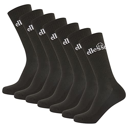 Ellesse Unisex Sport-Socken, 7 Paar - Trego Sport Sock, Crew Socks, Tennis, Ripp-Bündchen, Logo Schwarz 40-42 von Ellesse