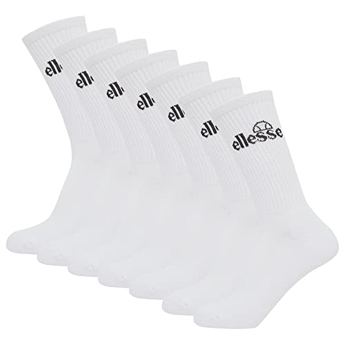 Ellesse Unisex Sport-Socken, 7 Paar - Trego Sport Sock, Crew Socks, Tennis, Ripp-Bündchen, Logo Weiß 36-38 von Ellesse