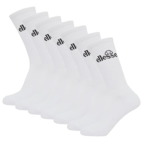 Ellesse Unisex Sport-Socken, 7 Paar - Trego Sport Sock, Crew Socks, Tennis, Ripp-Bündchen, Logo Weiß 40-43 von Ellesse