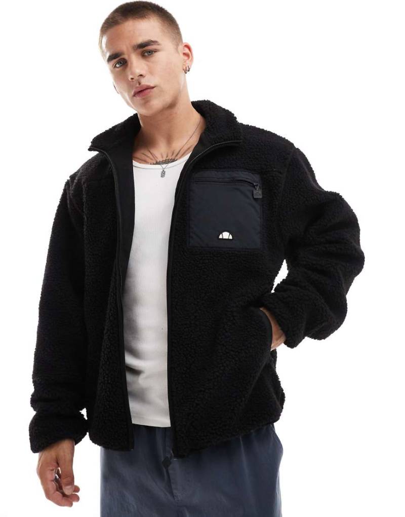 ellesse - Viterbo - Teddyfell-Jacke in Schwarz mit Reißverschluss von ellesse