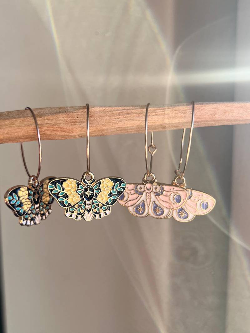 Creolen in Gold Magisch Fairy Nachtfalter Schmetterling Charm von ellsandemms